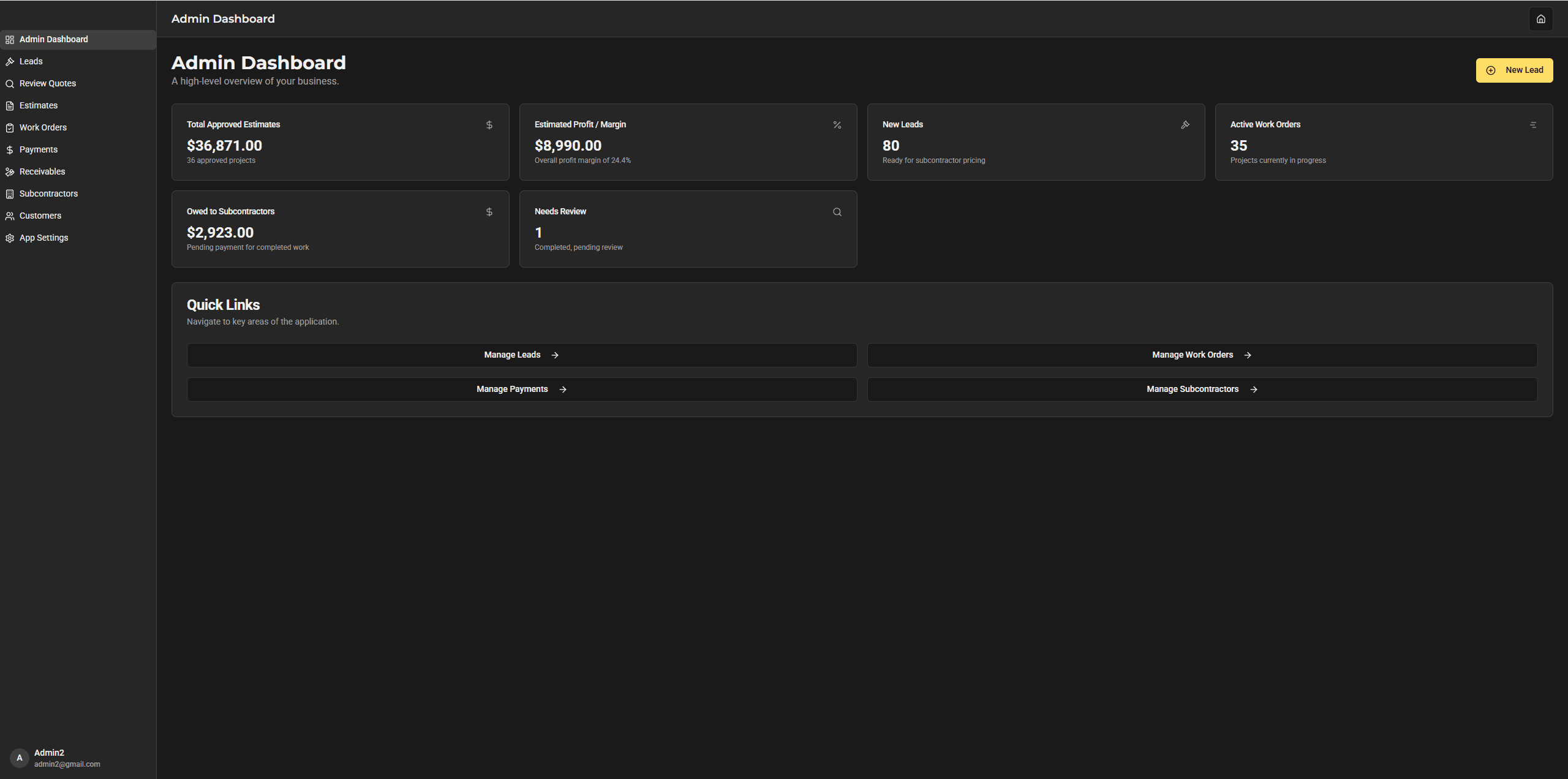 Subcontractor Bidding & Job Management Platform — screen 1