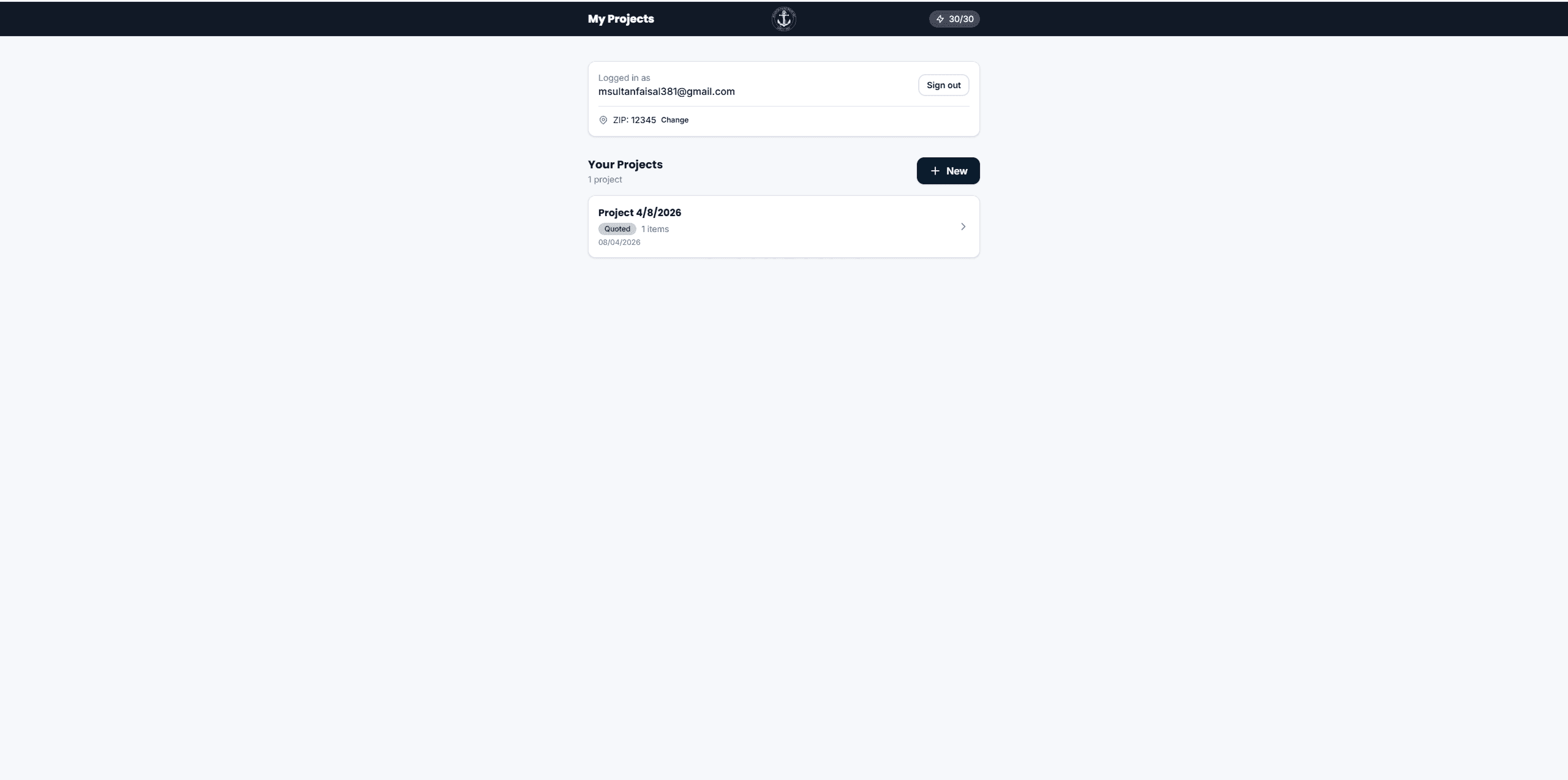 On-Site Estimation App with Live Home Depot Pricing — screen 1